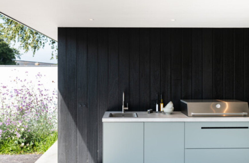 gasbarbecue seamless integrated in design outdoor kitchen