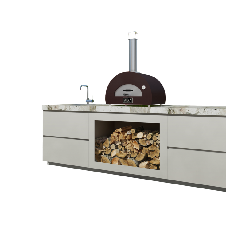 Maatwerk design buitenkeuken met pizza-oven
